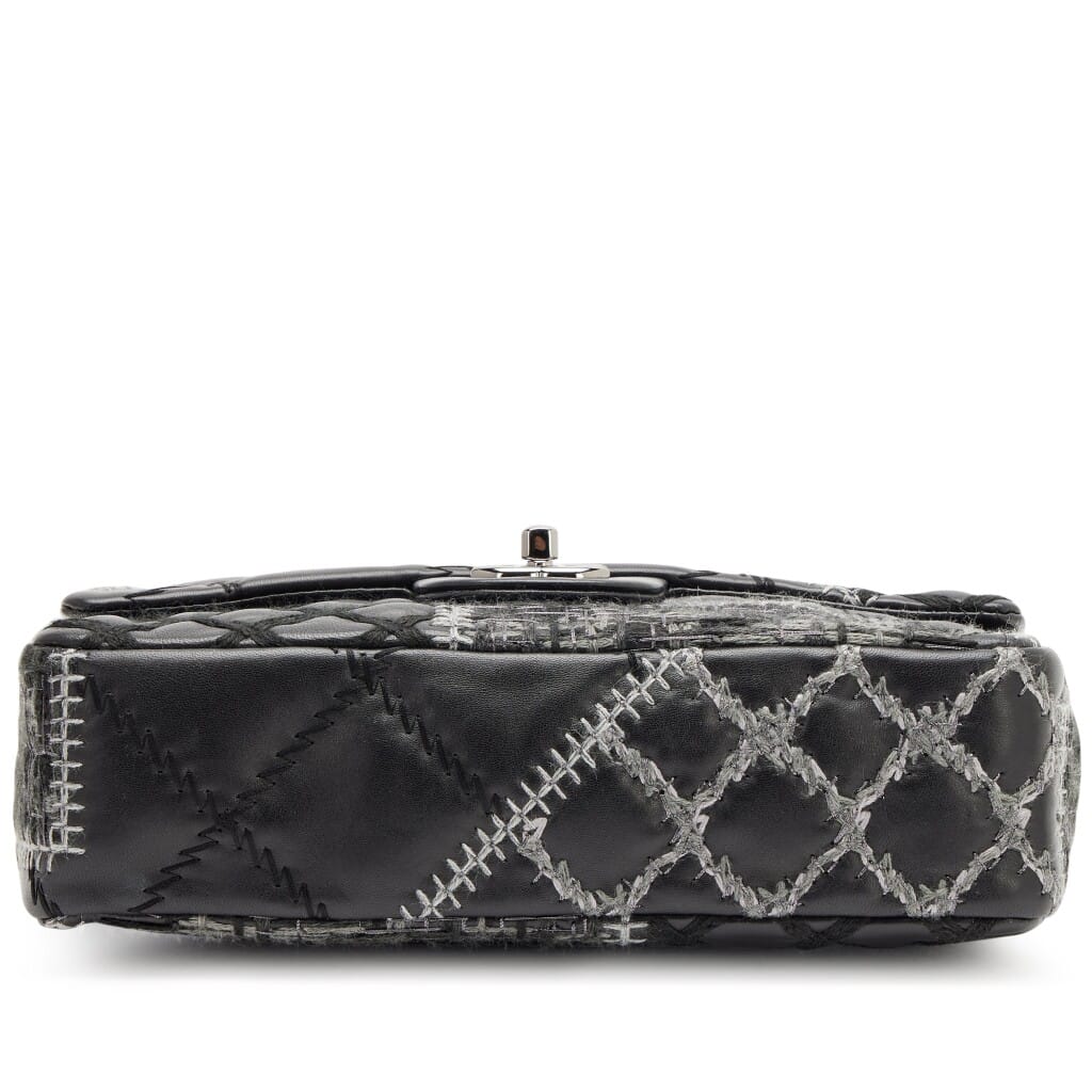 Black and Multicolor Patchwork Tweed and Lambskin Medium Classic Single Flap Silver Hardware, 2011