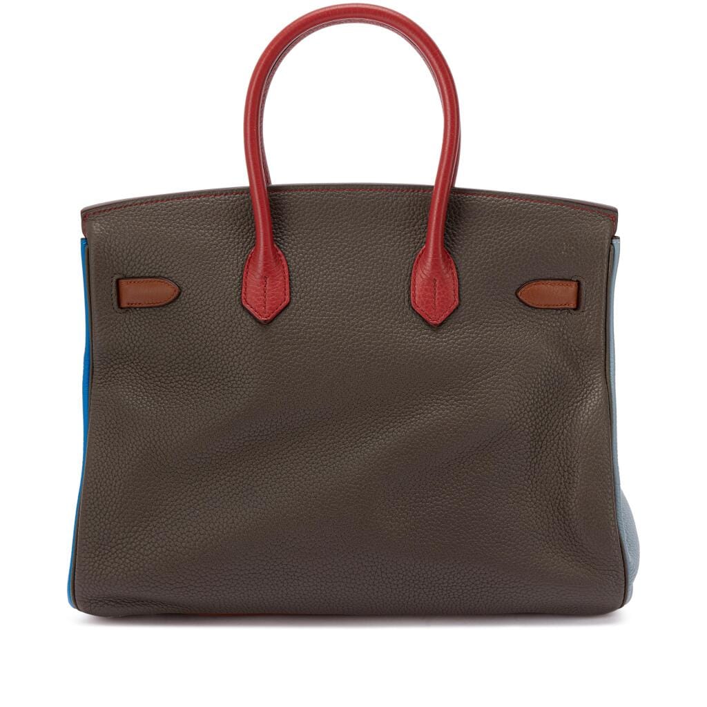 Limited Edition Orange H, Etain, Sanguine, Bleu Hydra, Gold and Bleu Lin Clémence Arlequin Birkin 35 Palladium Hardware, 2012