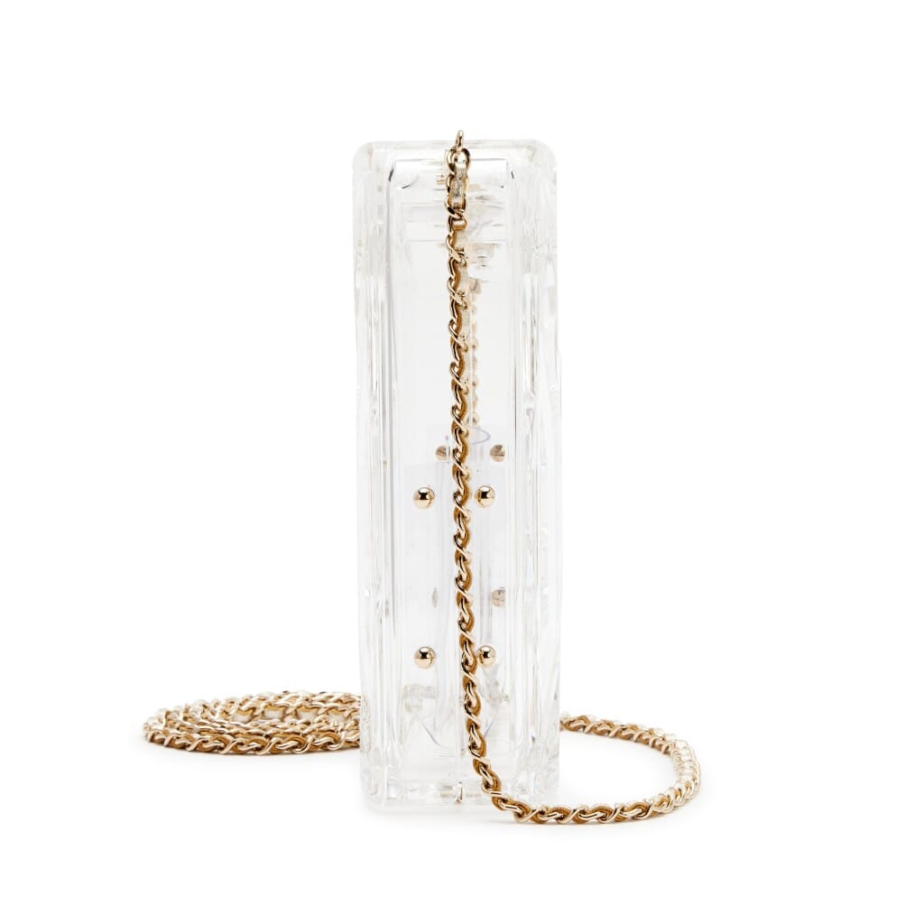 Clear Plexiglass Dubai by Night Gas Tank Jerry Can Minaudière Light Gold Hardware, 2015