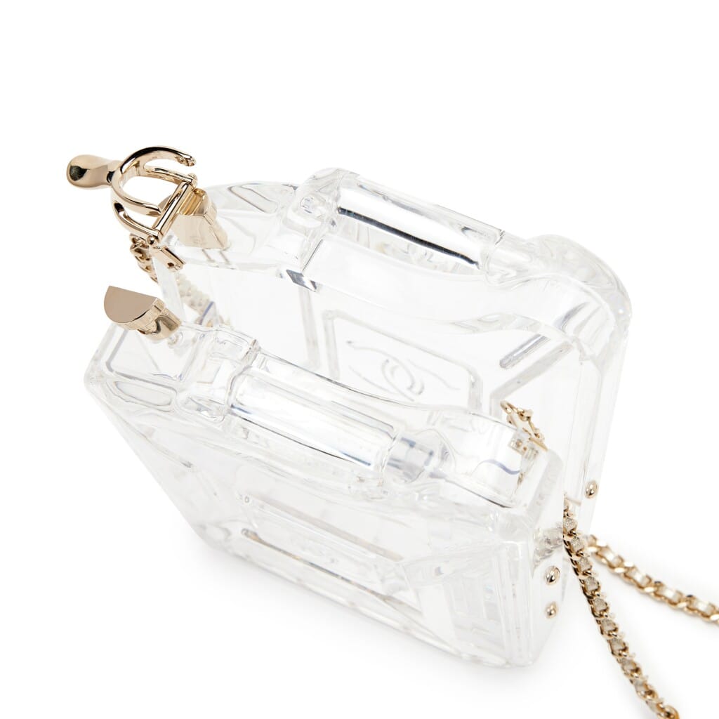 Clear Plexiglass Dubai by Night Gas Tank Jerry Can Minaudière Light Gold Hardware, 2015