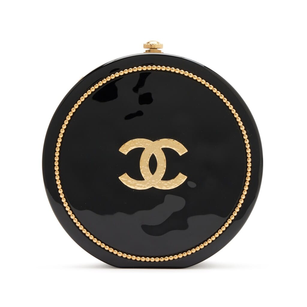 Limited Edition Runway Black and Gold Strass Plexiglass Evening in Greece Owl Minaudière Evening Bag Gold Hardware, 2018