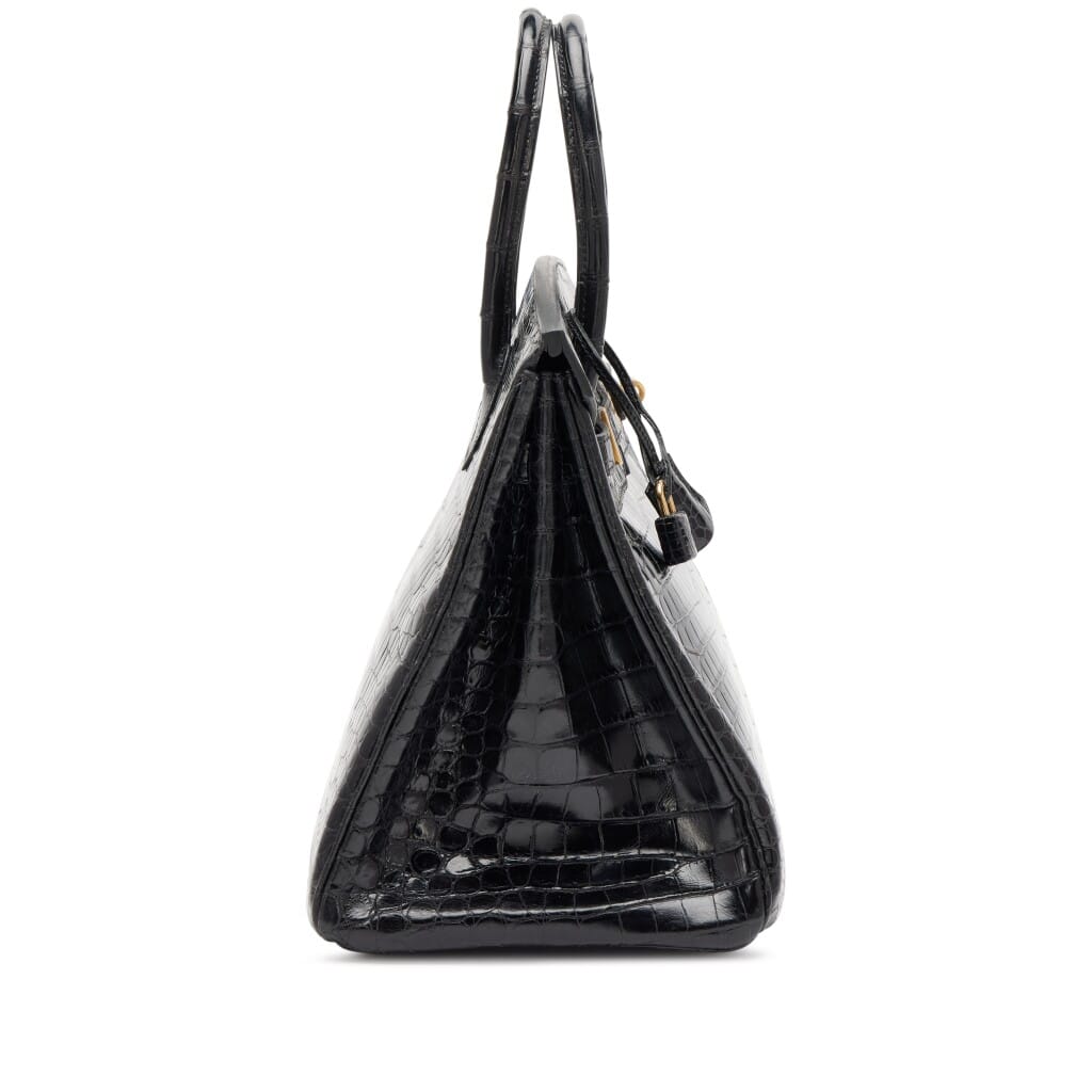 Black Shiny Porosus Crocodile Birkin 35 Gold Hardware, 2003
