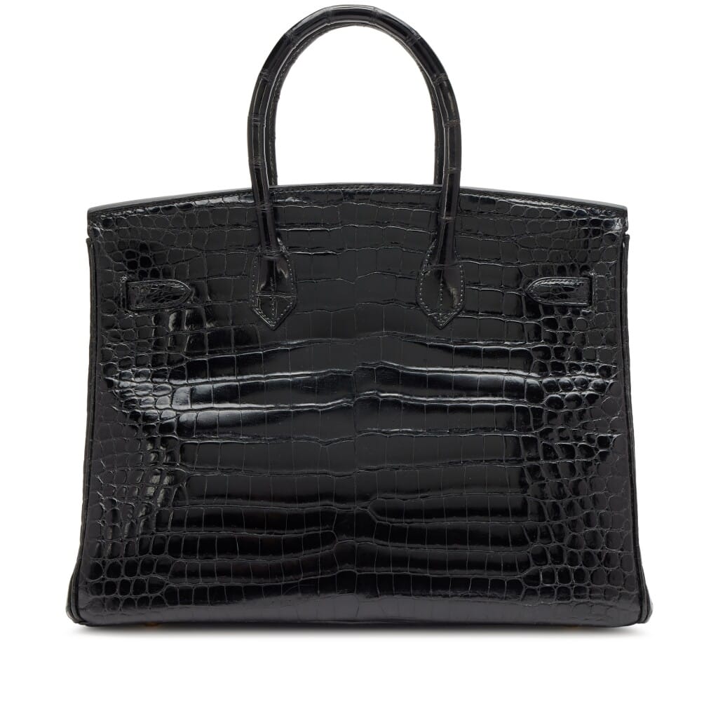 Black Shiny Porosus Crocodile Birkin 35 Gold Hardware, 2003