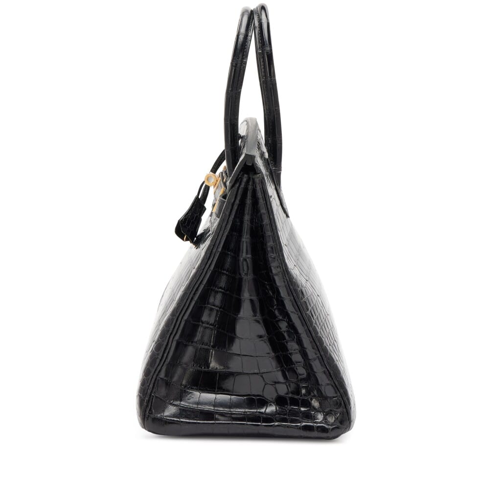 Black Shiny Porosus Crocodile Birkin 35 Gold Hardware, 2003