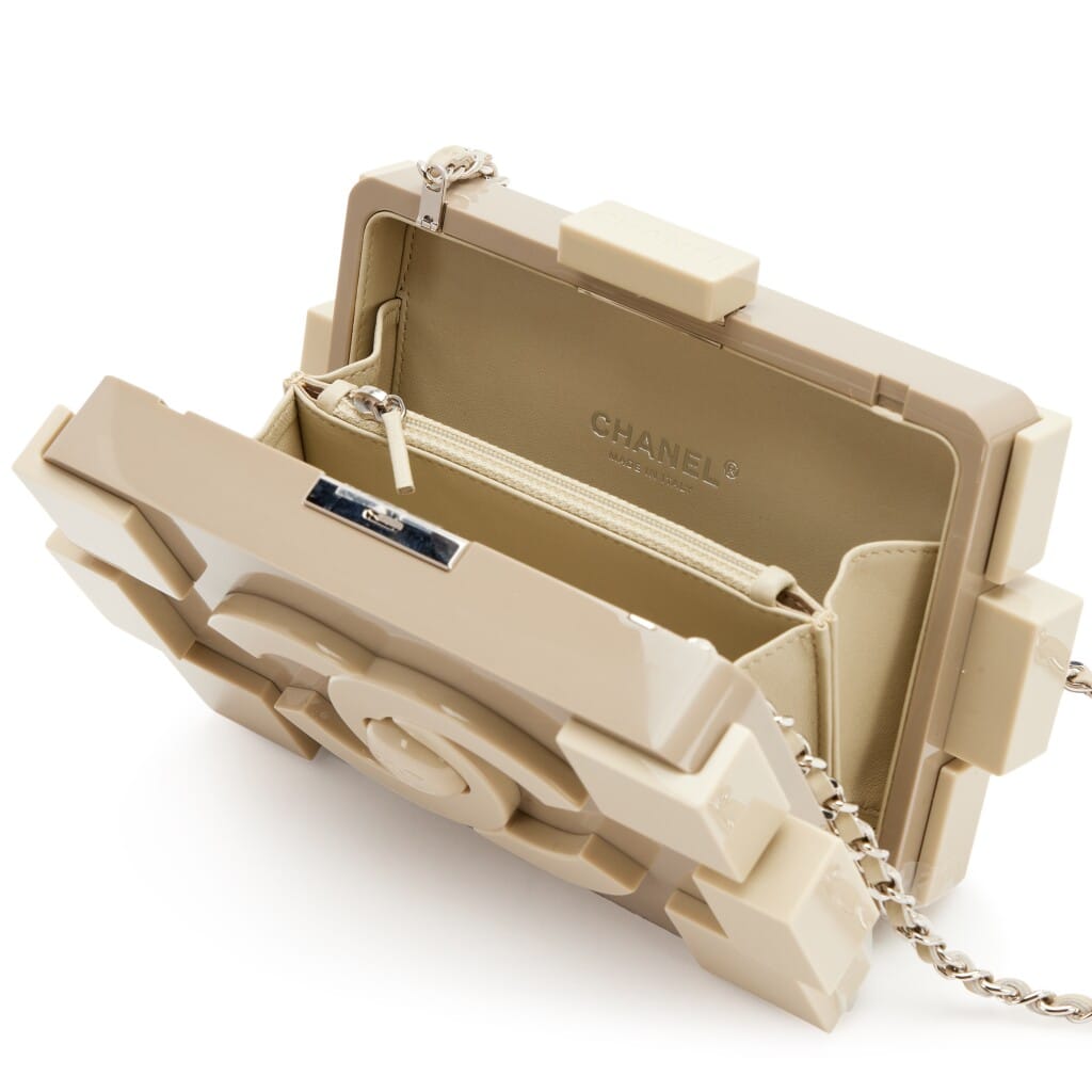 Beige Plexiglass Supermarket Boy Brick Lego Minaudière Clutch Silver Hardware, 2014