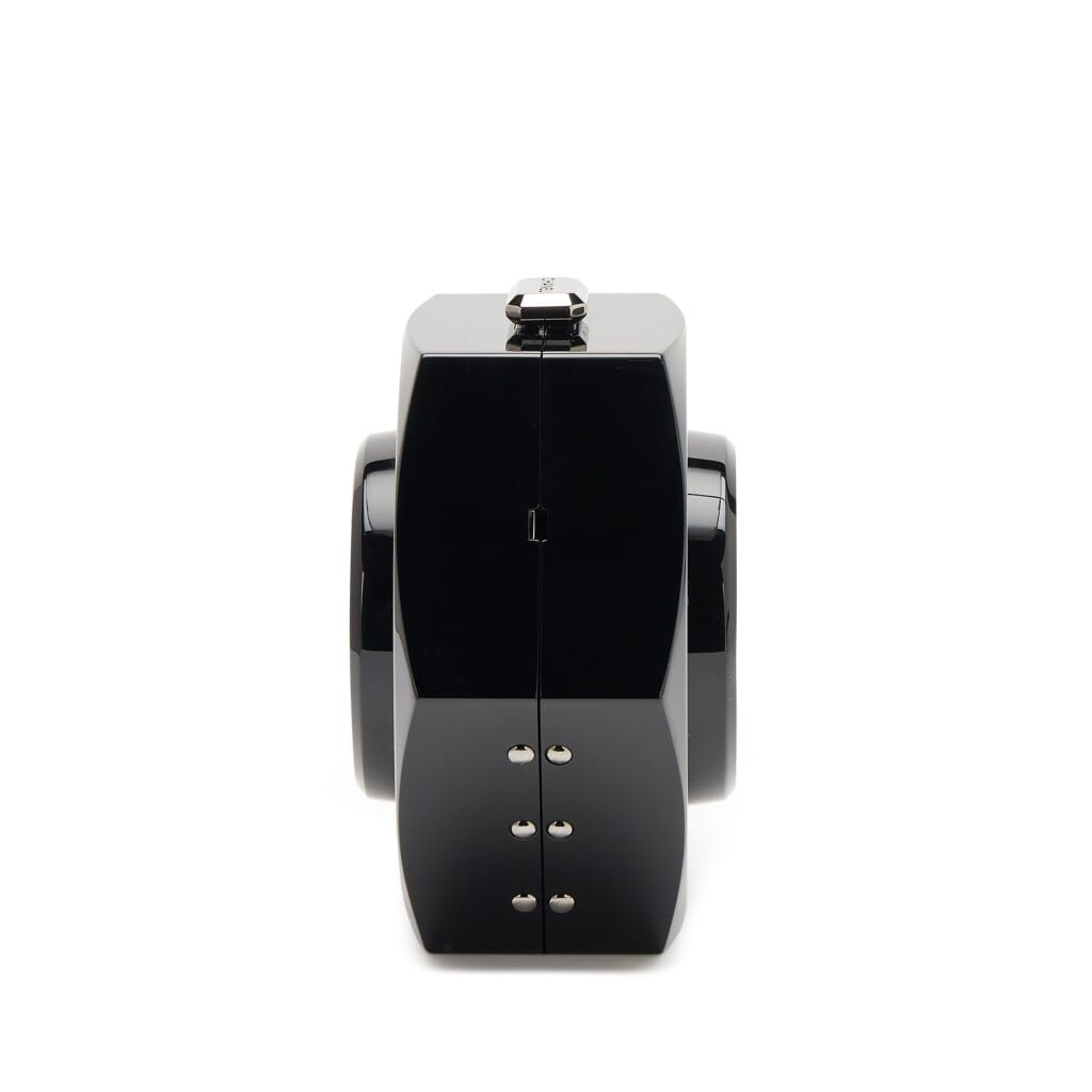 Black Plexiglass Octagon CC Minaudière Clutch Ruthenium Hardware, 2018