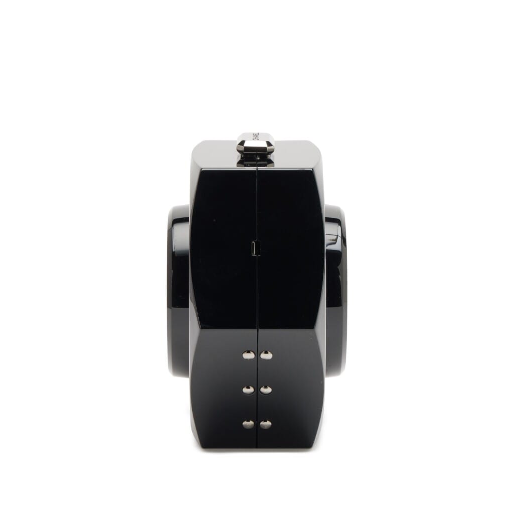 Black Plexiglass Octagon CC Minaudière Clutch Ruthenium Hardware, 2018
