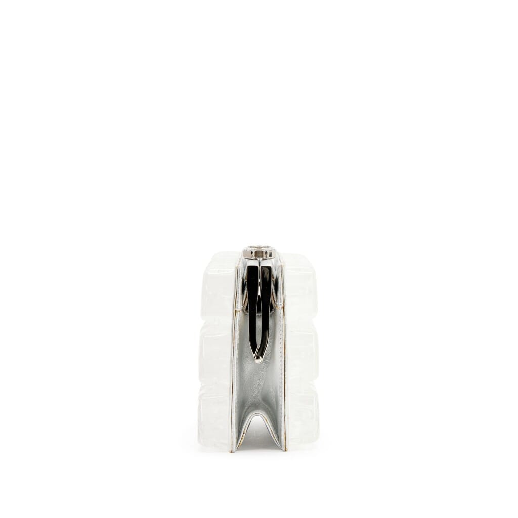 Metallic Silver Lambskin and Clear Acrylic Ice Cube Minaudière Silver Hardware, 2010