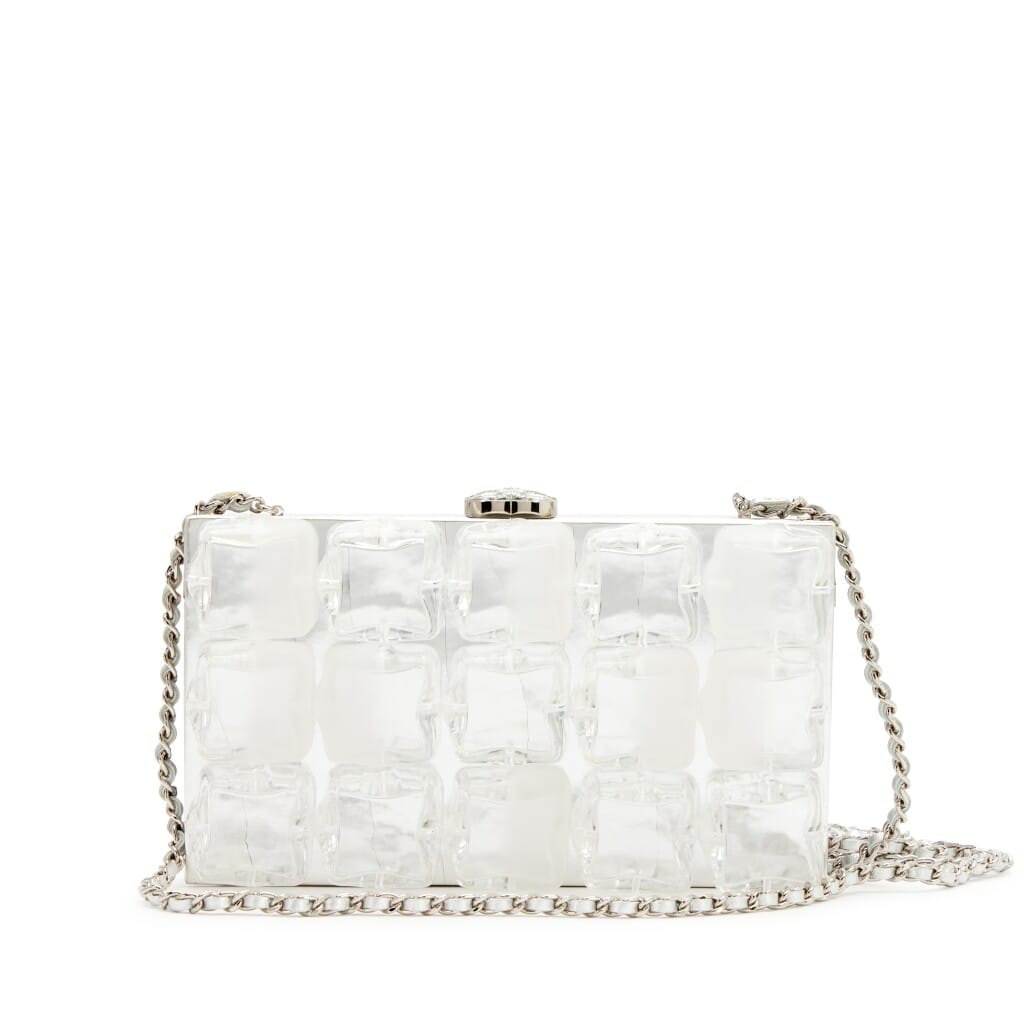 Metallic Silver Lambskin and Clear Acrylic Ice Cube Minaudière Silver Hardware, 2010