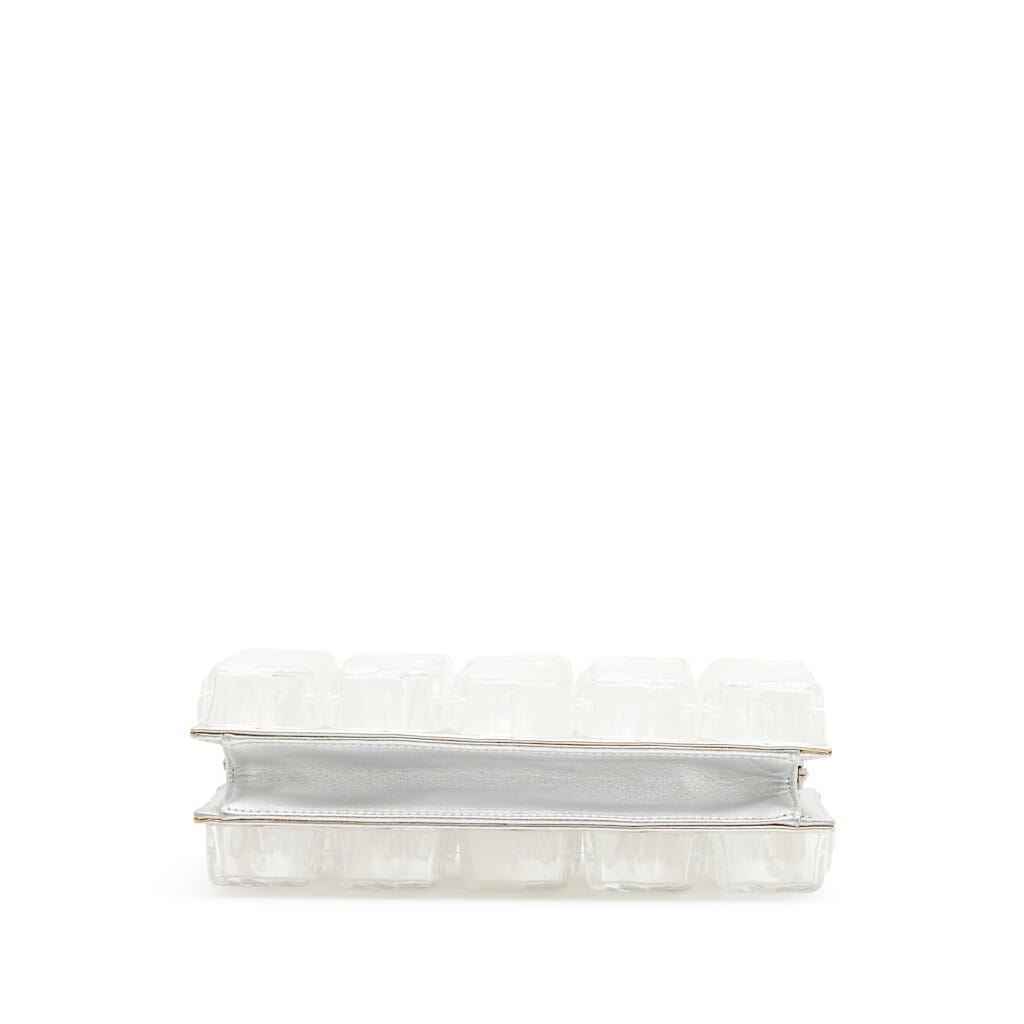 Metallic Silver Lambskin and Clear Acrylic Ice Cube Minaudière Silver Hardware, 2010