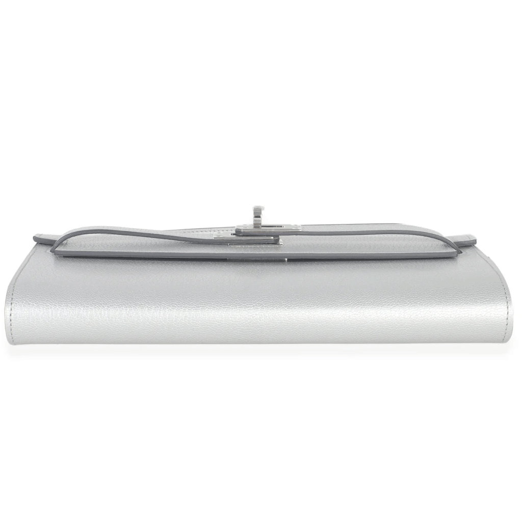 Argent Metallic Chevre Chamkilight Kelly Wallet To Go Palladium Hardware, 2025