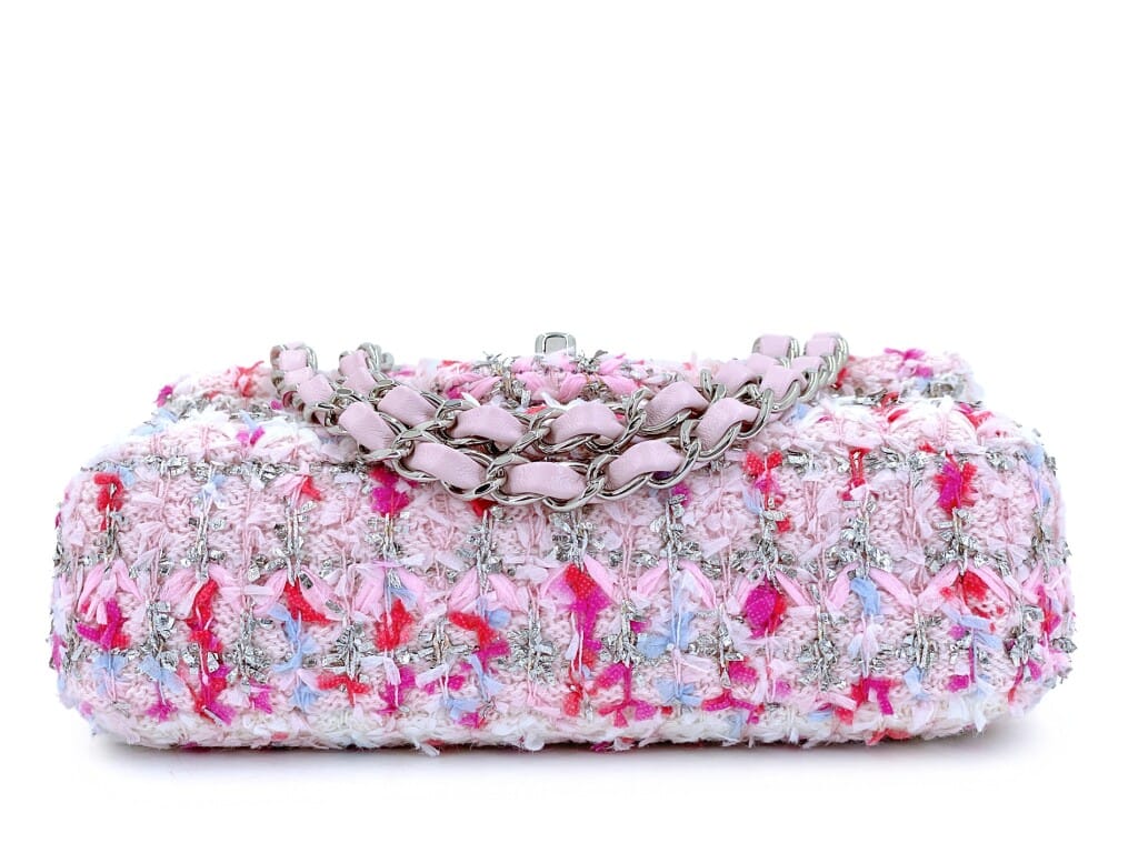 Rainbow Boucle Tweed Rectangular Mini Flap Bag Silver Hardware, 2018