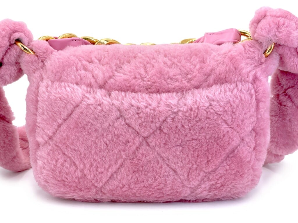 Pink Quilted Shearling Flap Bag Gold Hardware, 2022