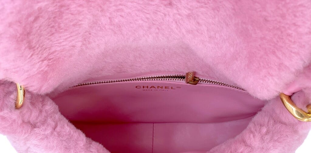 Pink Quilted Shearling Flap Bag Gold Hardware, 2022