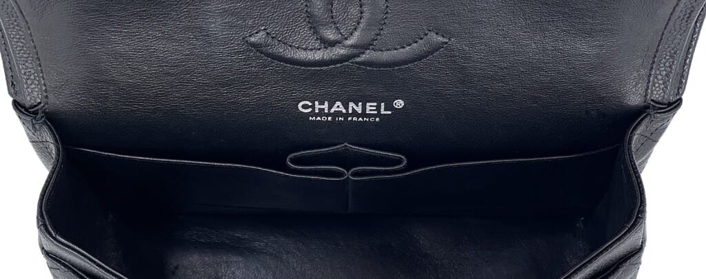 Black Quilted Caviar Medium Classic Double Flap Bag Silver Hardware, 2009