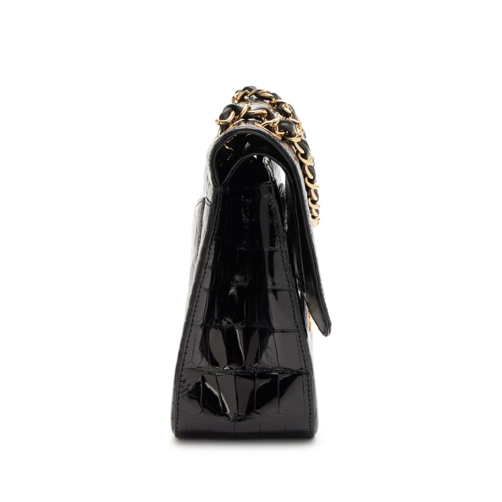 Black Alligator Jumbo Classic Double Flap Bag Gold Hardware, 2018-2019