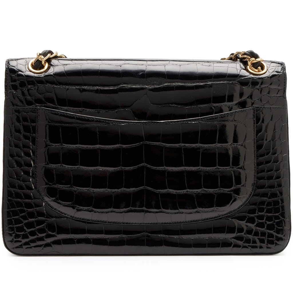 Black Alligator Jumbo Classic Double Flap Bag Gold Hardware, 2018-2019
