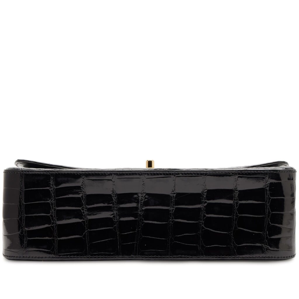 Black Alligator Jumbo Classic Double Flap Bag Gold Hardware, 2018-2019