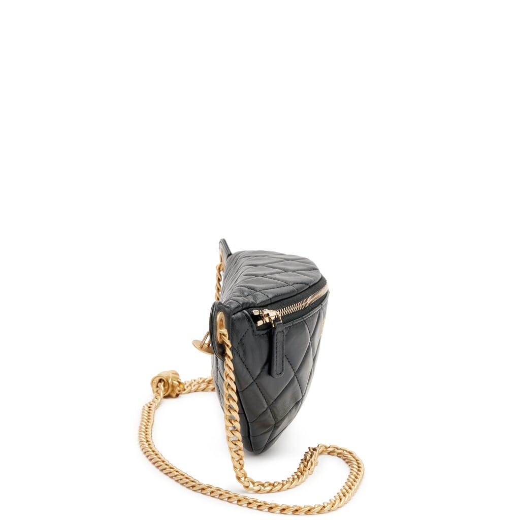 Black Quilted Lambskin Pillow Crush Waist Bag Gold Hardware, 2022