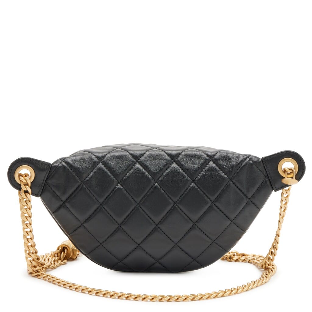 Black Quilted Lambskin Pillow Crush Waist Bag Gold Hardware, 2022