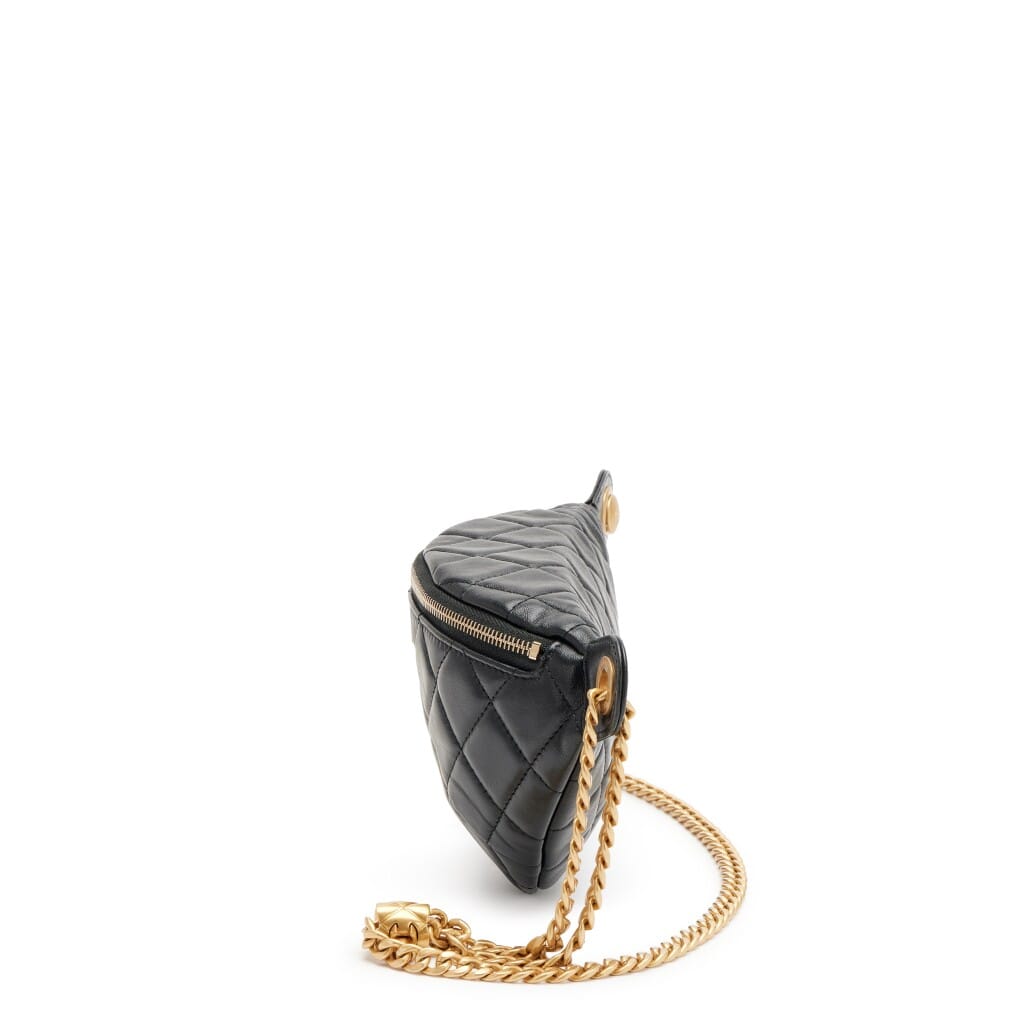 Black Quilted Lambskin Pillow Crush Waist Bag Gold Hardware, 2022