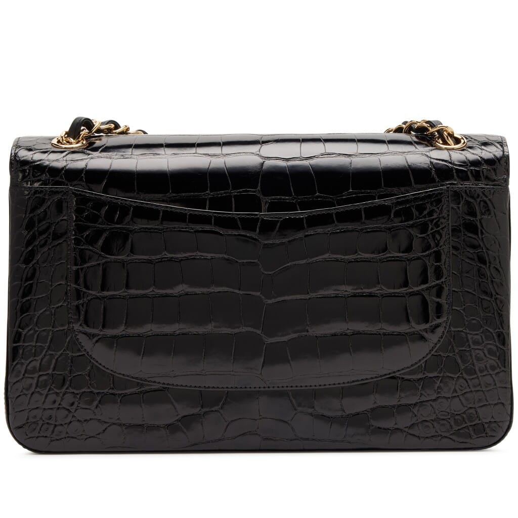 Black Alligator Jumbo Classic Double Flap Bag Gold Hardware, 2017