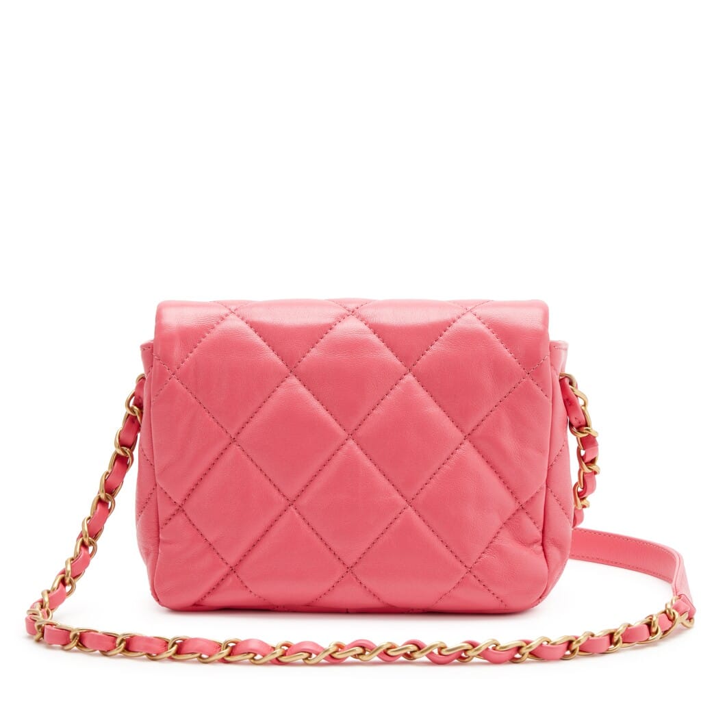 Pink Quilted Lambskin Plexiglass Coco Love Mini Flap Bag Gold Hardware, 2023