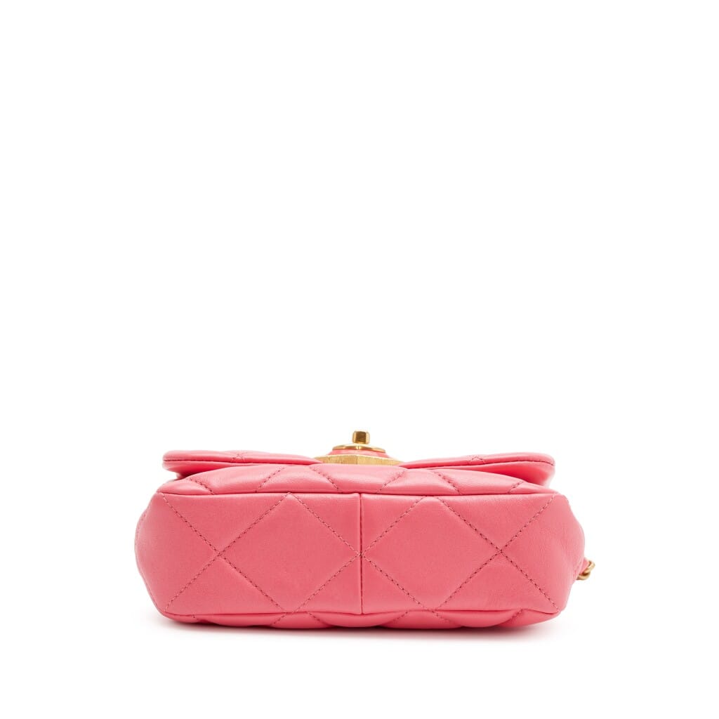 Pink Quilted Lambskin Plexiglass Coco Love Mini Flap Bag Gold Hardware, 2023