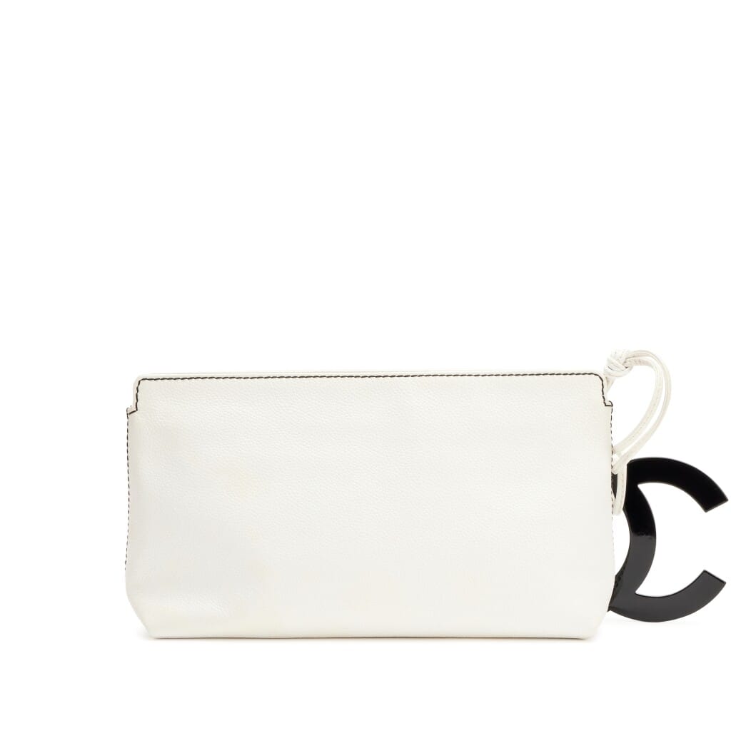 White Caviar Black Resin Oversize XL CC Charm Zip Clutch, 2005
