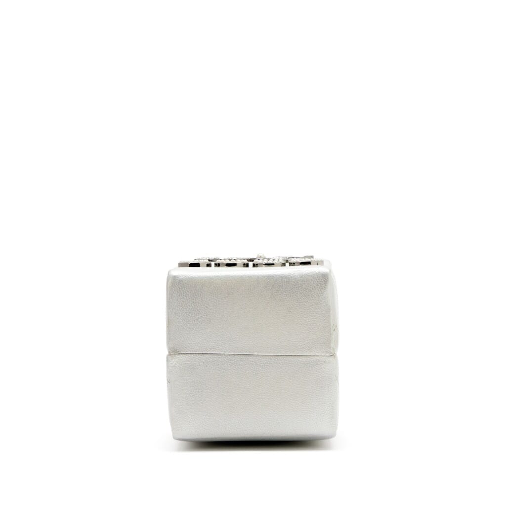 Iridescent Silver Goatskin Lait de Coco Milk Carton Bag Ruthenium Hardware, 2014
