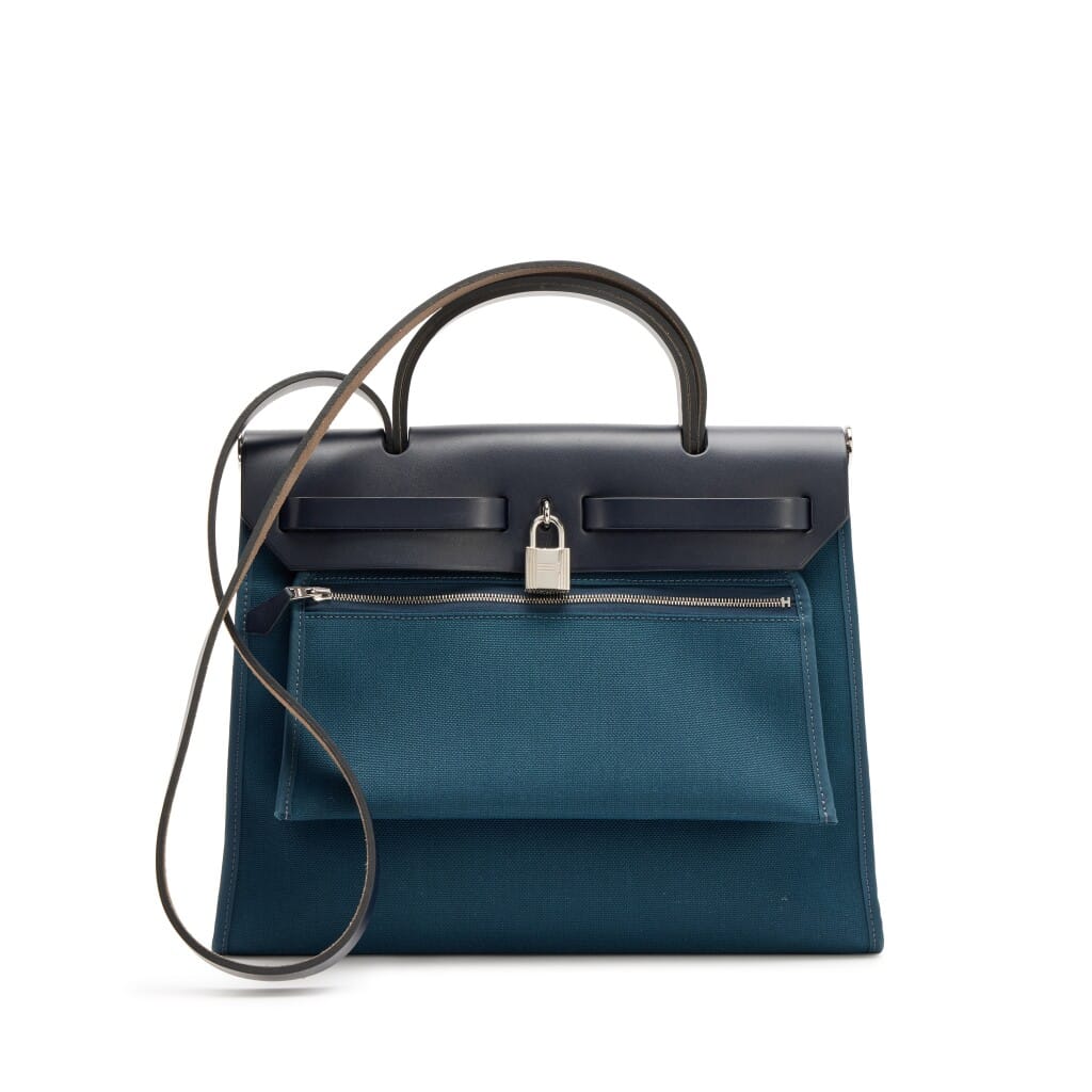 Bleu Ocean Toile Bleu Indigo Vache Hunter Herbag Zip 31 PM Palladium Hardware, 2019