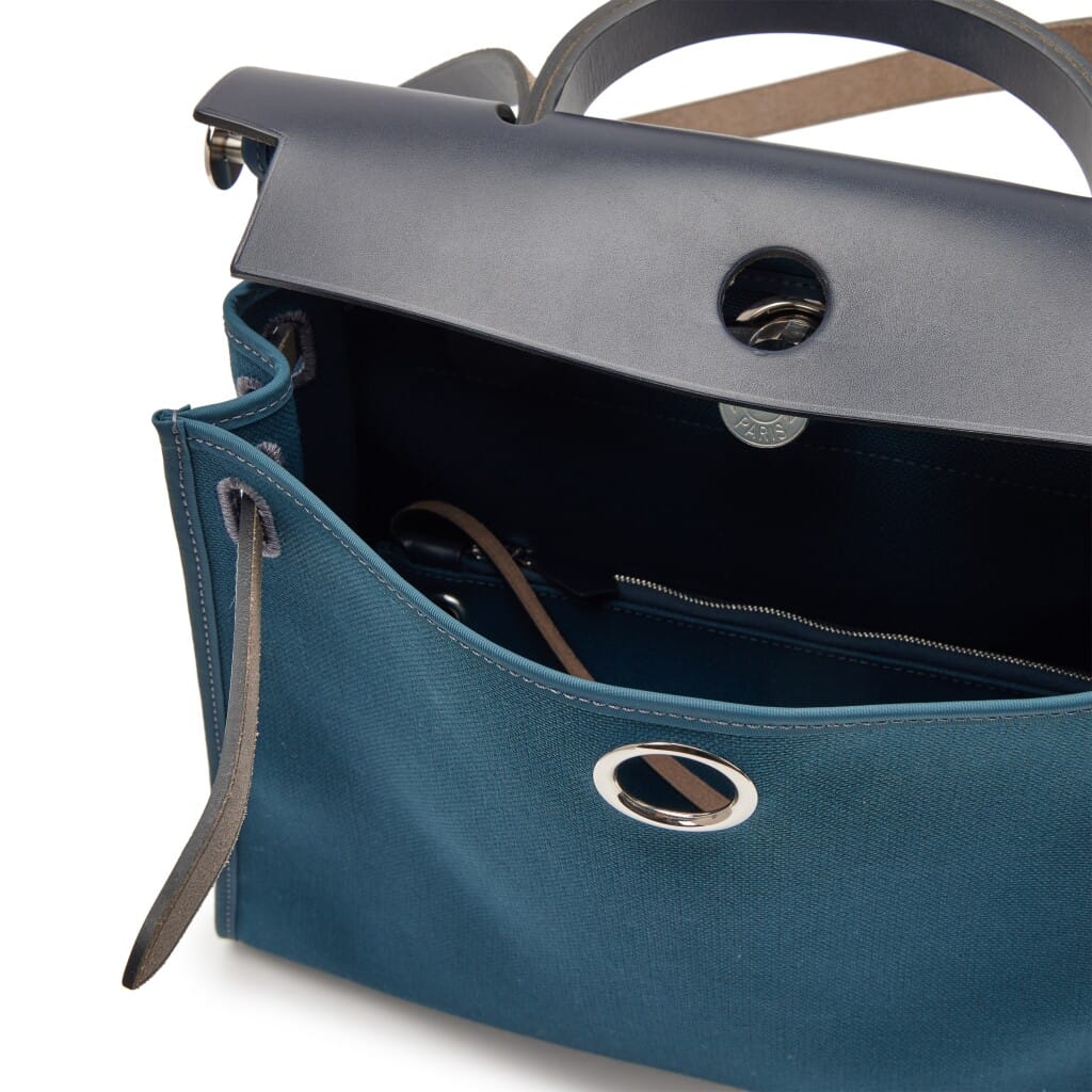 Bleu Ocean Toile Bleu Indigo Vache Hunter Herbag Zip 31 PM Palladium Hardware, 2019