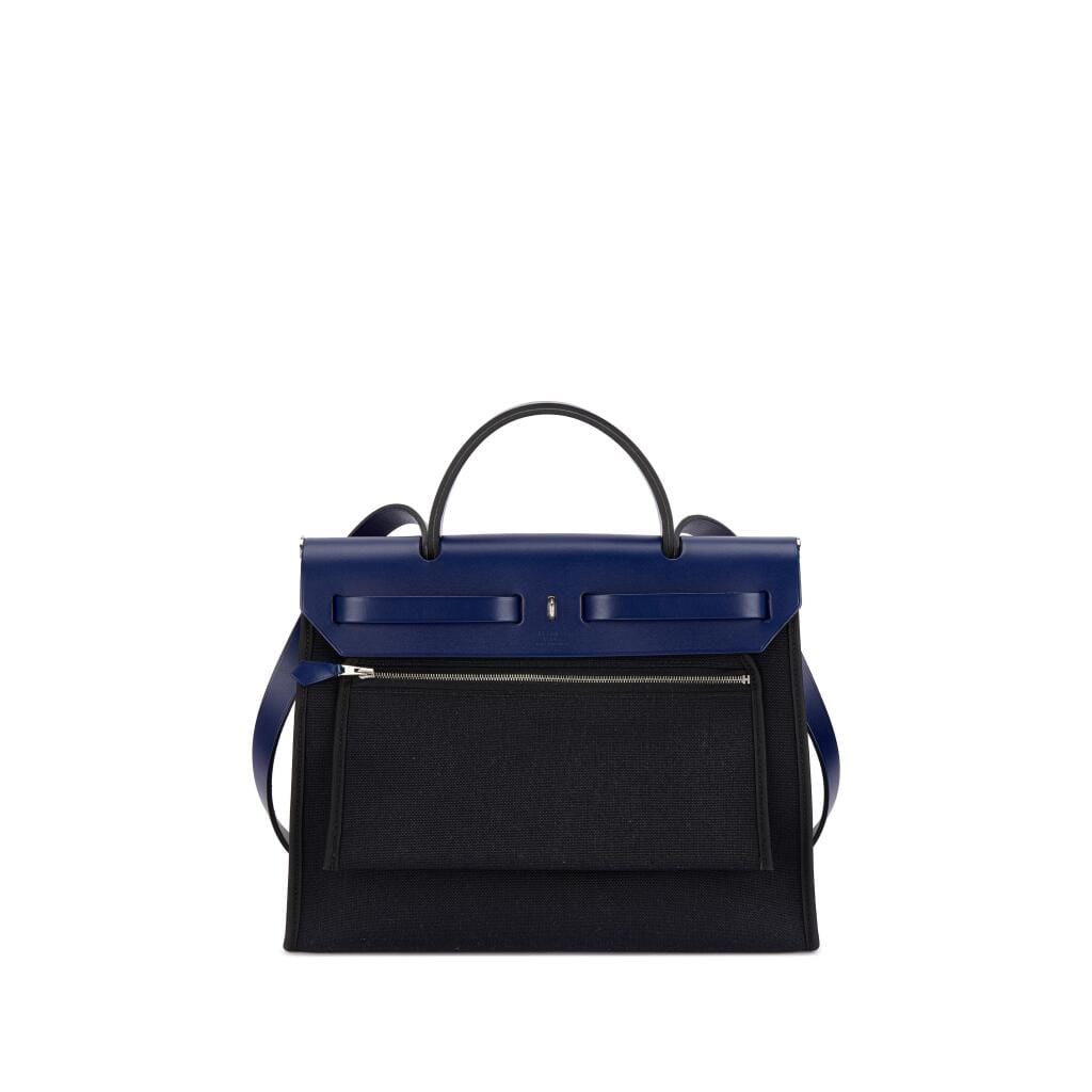 Bleu Saphir Vache Hunter and Black Toile Herbag Zip 31 Palladium Hardware, 2018