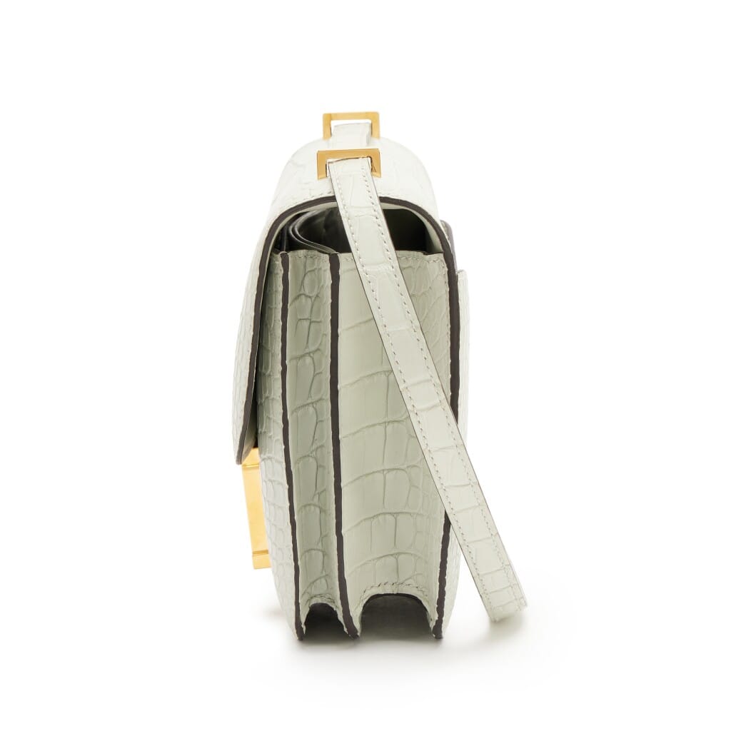 Gris Neve Matte Mississippiensis Alligator Mini Constance 18 III Miroir Gold Hardware, 2023