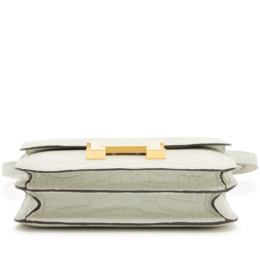 Gris Neve Matte Mississippiensis Alligator Mini Constance 18 III Miroir Gold Hardware, 2023