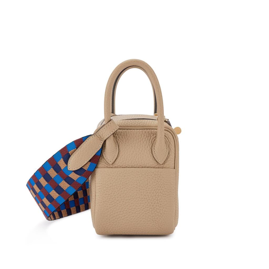 Trench and Gris Asphalt Verso Clemence Mini Lindy 20 Gold Hardware, 2022