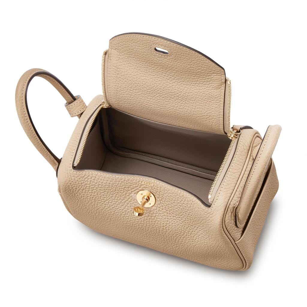 Trench and Gris Asphalt Verso Clemence Mini Lindy 20 Gold Hardware, 2022