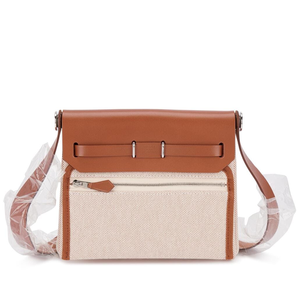Fauve Vache Hunter and Ecru Toile Mini Herbag Zip 20 Palladium Hardware, 2024