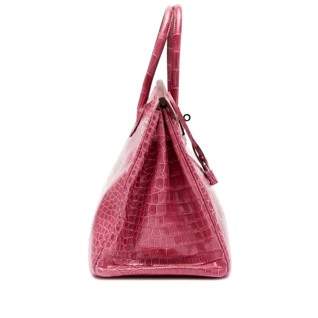 Fuschia Shiny Porosus Crocodile Birkin 35 Palladium Harware, 2014