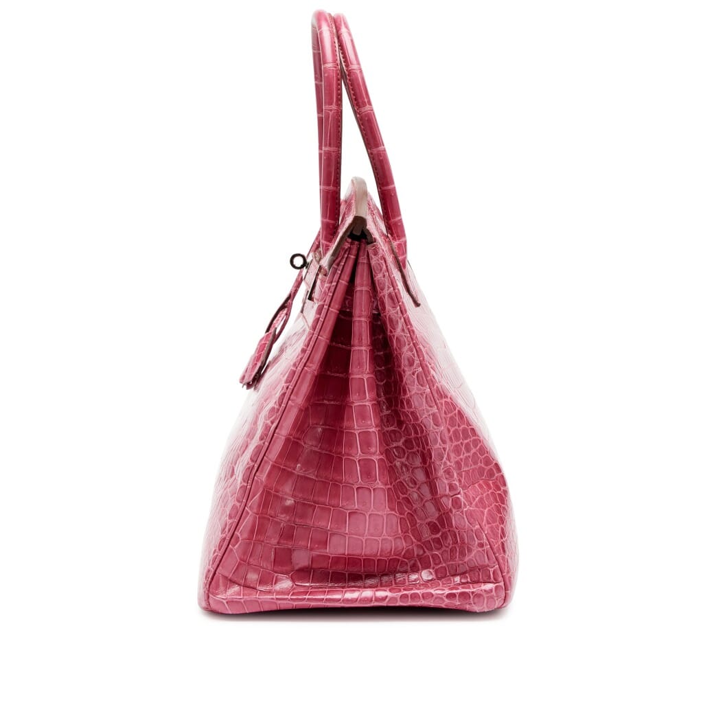 Fuschia Shiny Porosus Crocodile Birkin 35 Palladium Harware, 2014