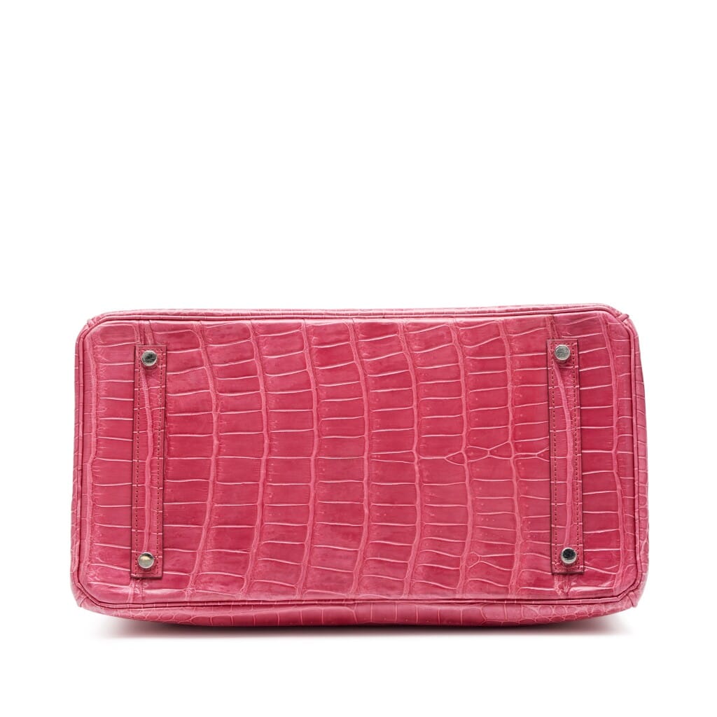 Fuschia Shiny Porosus Crocodile Birkin 35 Palladium Harware, 2014