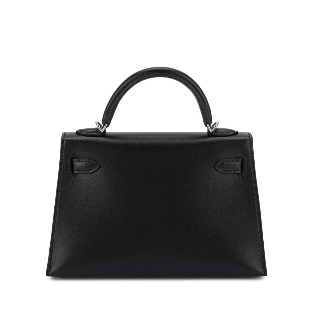 Limited Edition Black Tadelakt and Wood Marquetry Cheval de Bois Mini Kelly II 20 Palladium Hardware, 2024