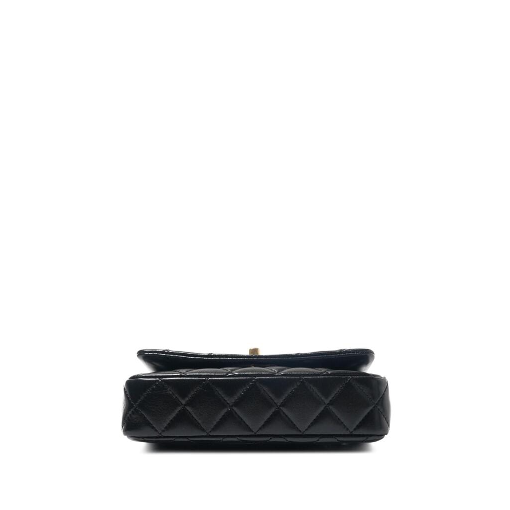 Black Quilted Lambskin Flap Bag Gold Hardware, 2024
