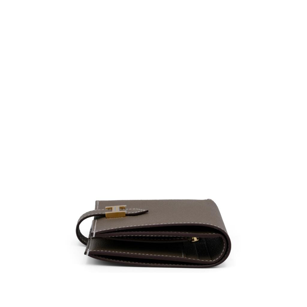 Etoupe Epsom Bearn Compact wallet Gold Hardware, 2025