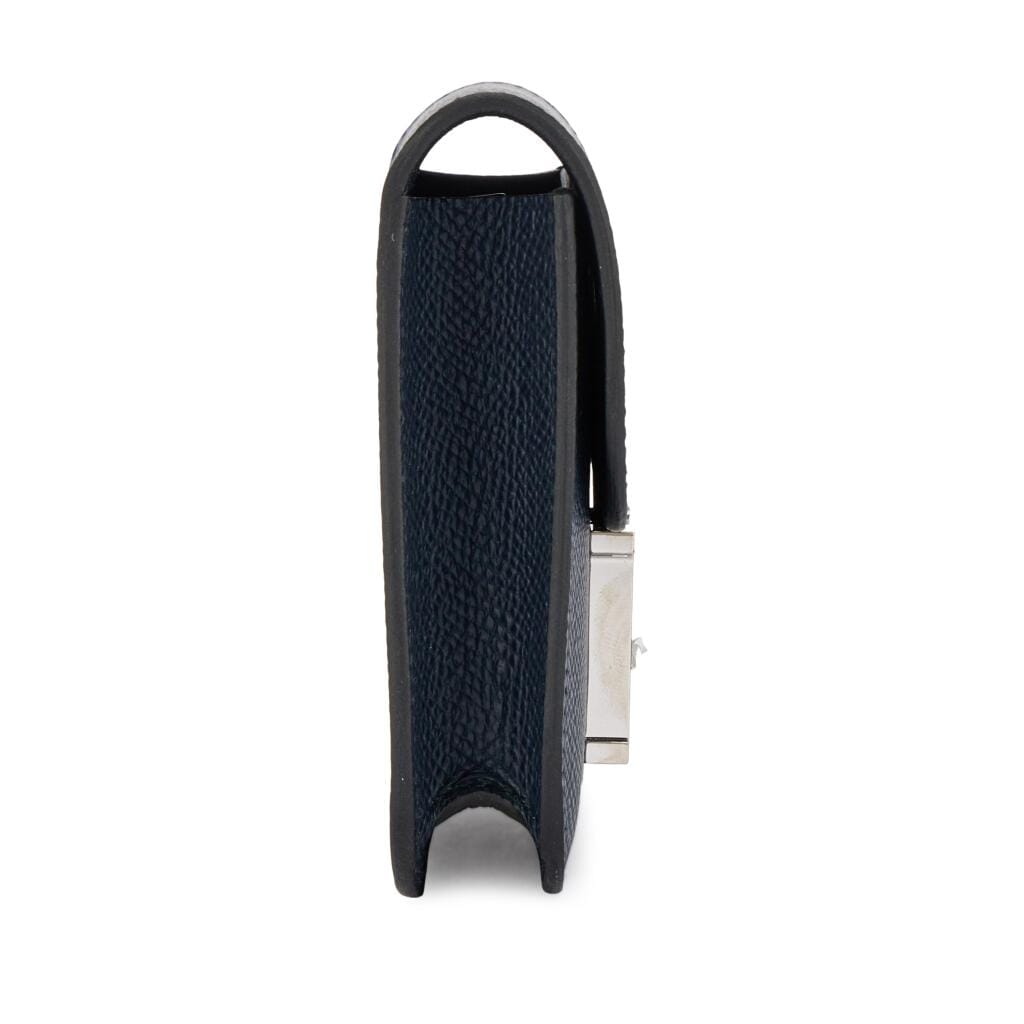 Bleu Indigo Epsom Constance Slim Wallet Black Enameled Palladium Hardware, 2023