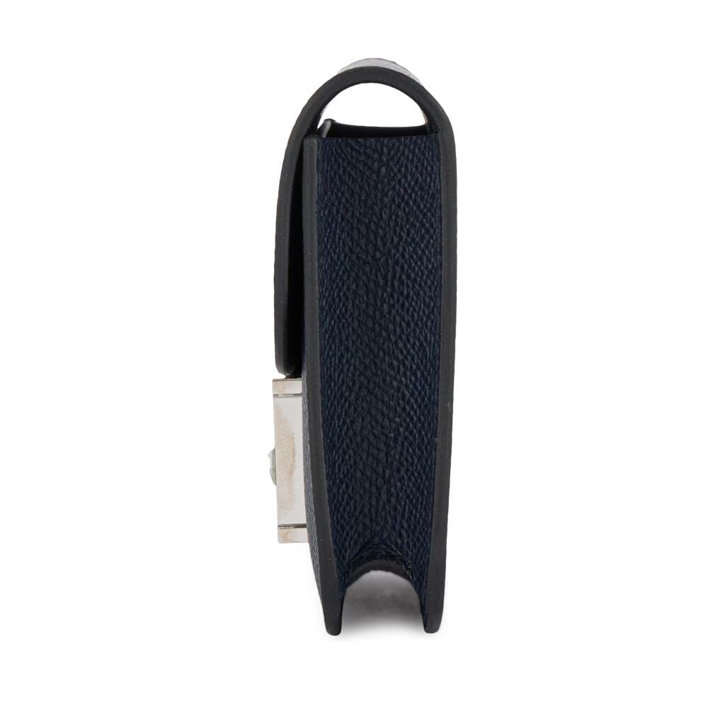 Bleu Indigo Epsom Constance Slim Wallet Black Enameled Palladium Hardware, 2023