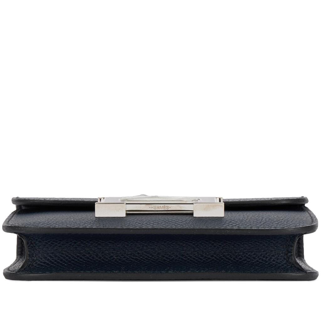 Bleu Indigo Epsom Constance Slim Wallet Black Enameled Palladium Hardware, 2023
