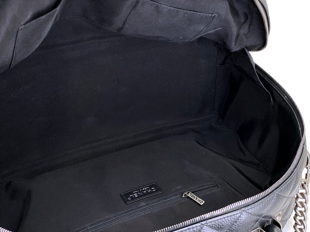 Black Quilted Grained Calfskin Airlines Oversized Bowler Duffle Bag Ruthenium Hardware, 2016-2017