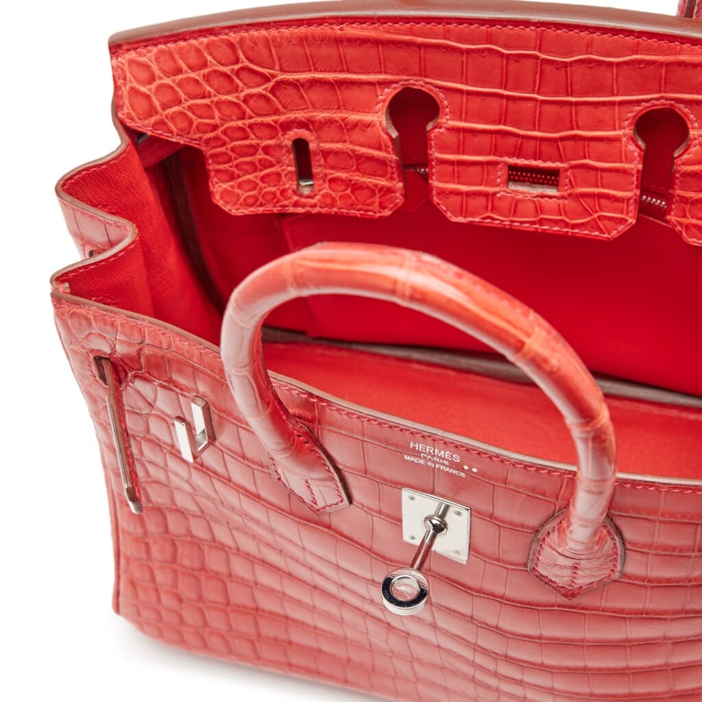 Rouge Indien Matte Niloticus Crocodile Birkin 25 Palladium Hardware, 2010