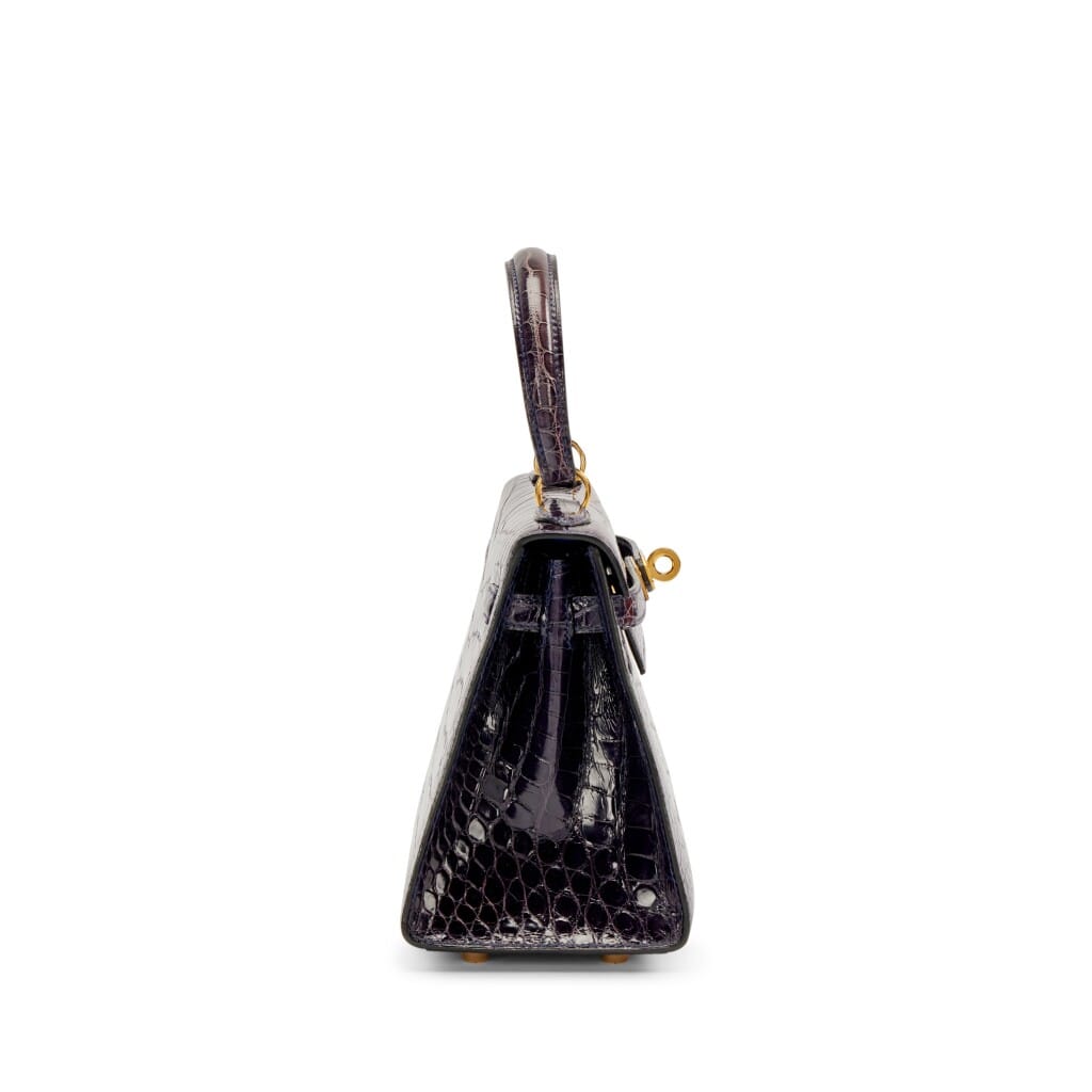 Vintage Bleu Sapphire Shiny alligator Mini Kelly 20 Gold Hardware, 1993